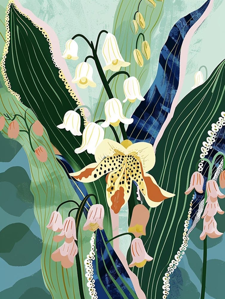 Colourful Flower Illustration Lily Of The Valley 2