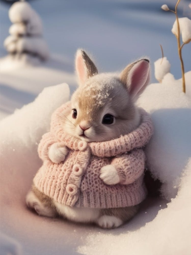 Cute Bunny In The Snow