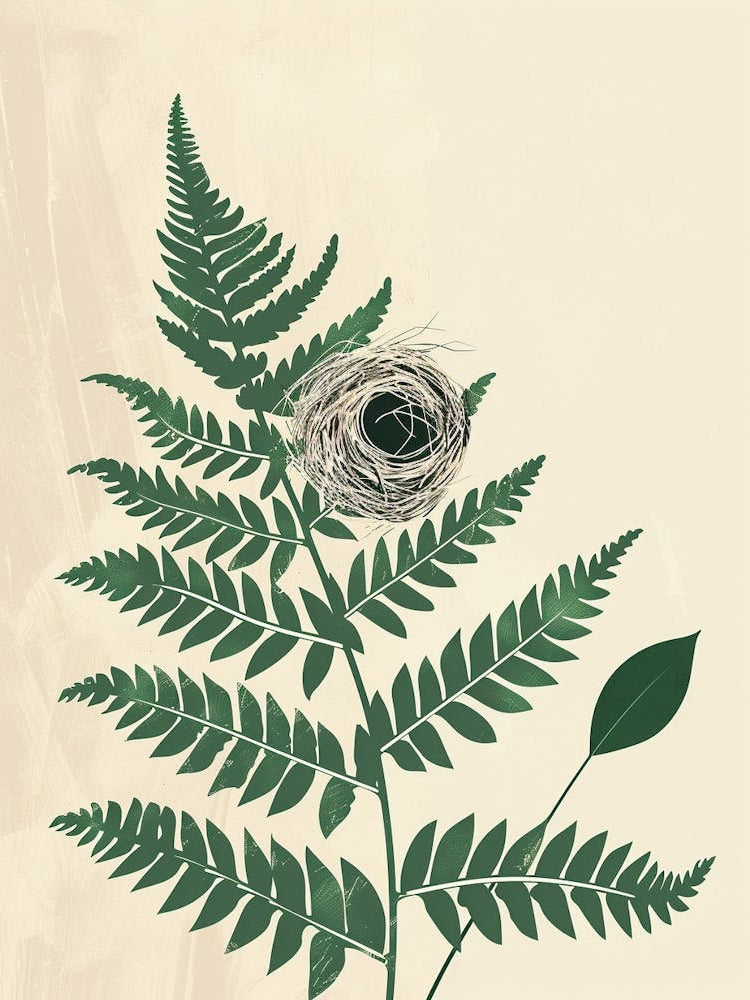 Birds Nest Fern Plant Minimalist Illustration 4