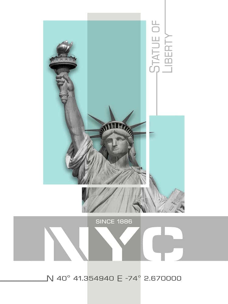 Poster Art Nyc Statue Of Liberty Turquoise