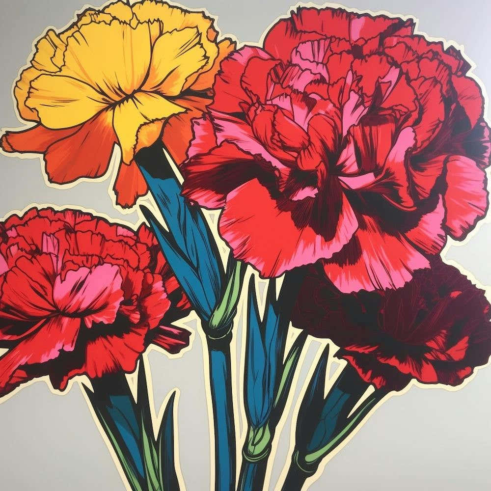 Carnation Dianthus 2 Pop Art Illustration Square