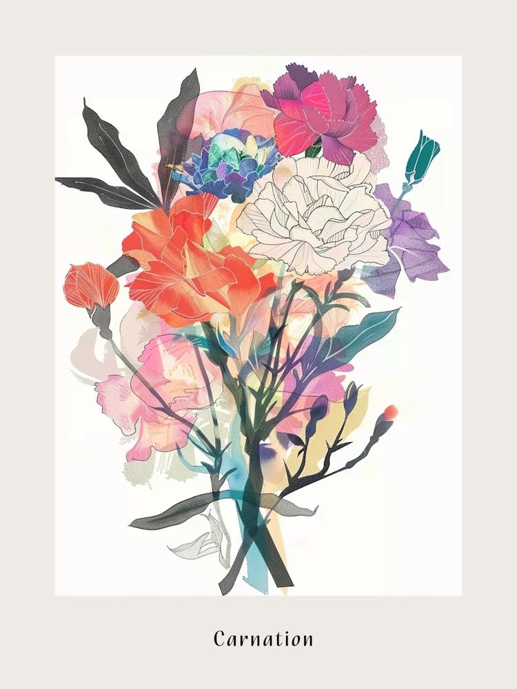 Carnation 1 Collage Flower Bouquet Poster