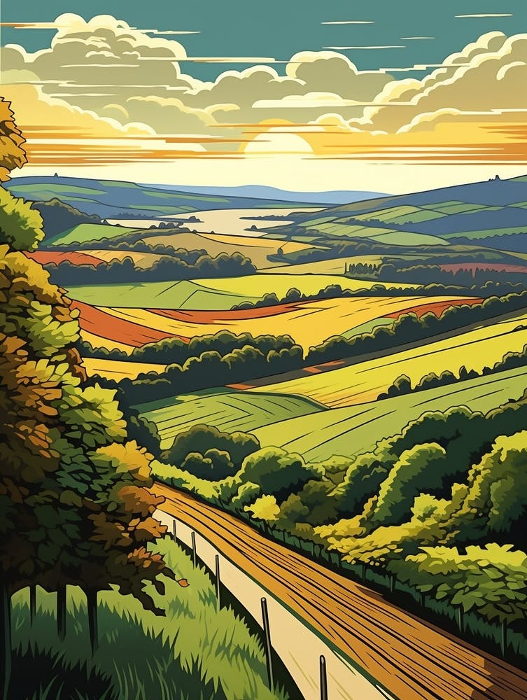 The Westweg Germany 3 Vintage Travel Illustration