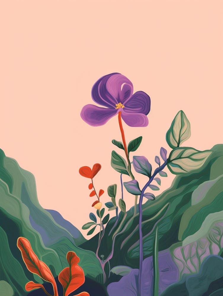 Boho Wildflower Painting Birds Foot Violet 2