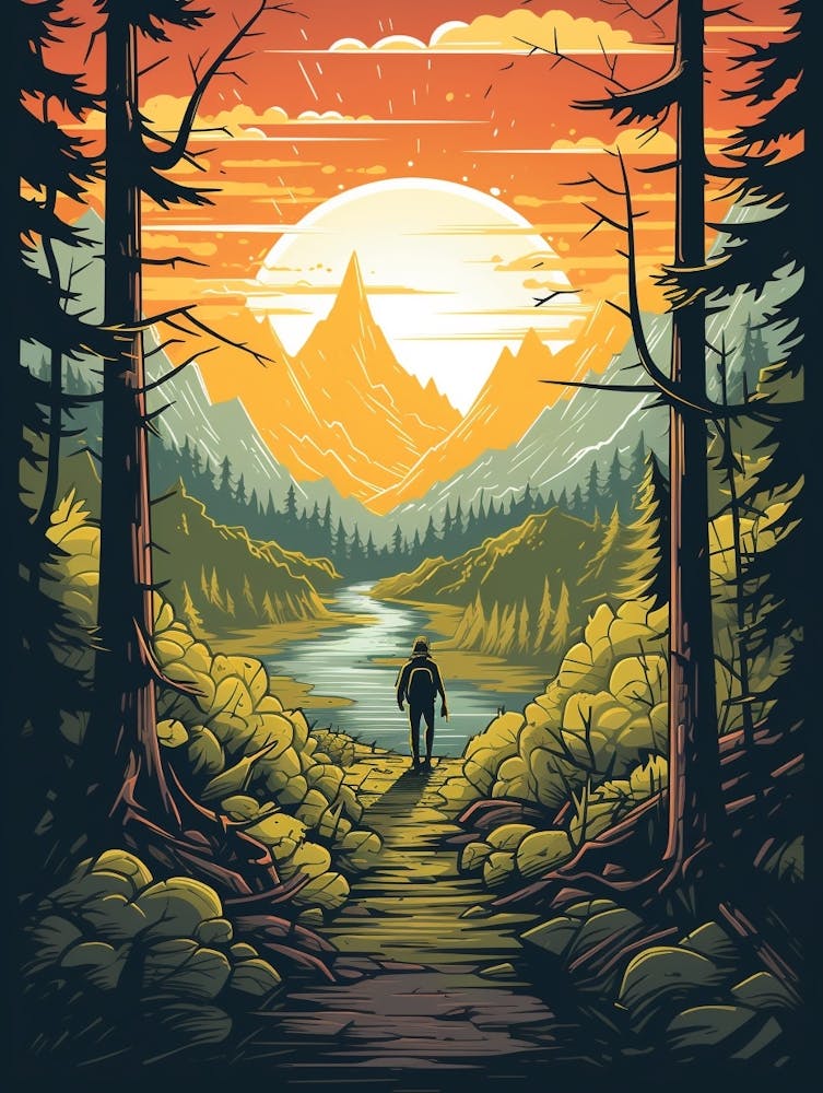 Ice Age Trail Usa Vintage Travel Illustration