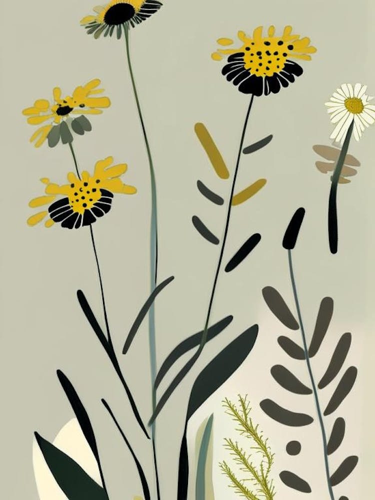 Sneezeweed Wildflower Modern Muted Colours 1