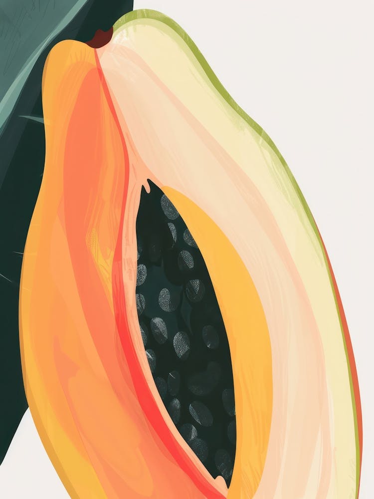 Papaya Close Up Illustration 6