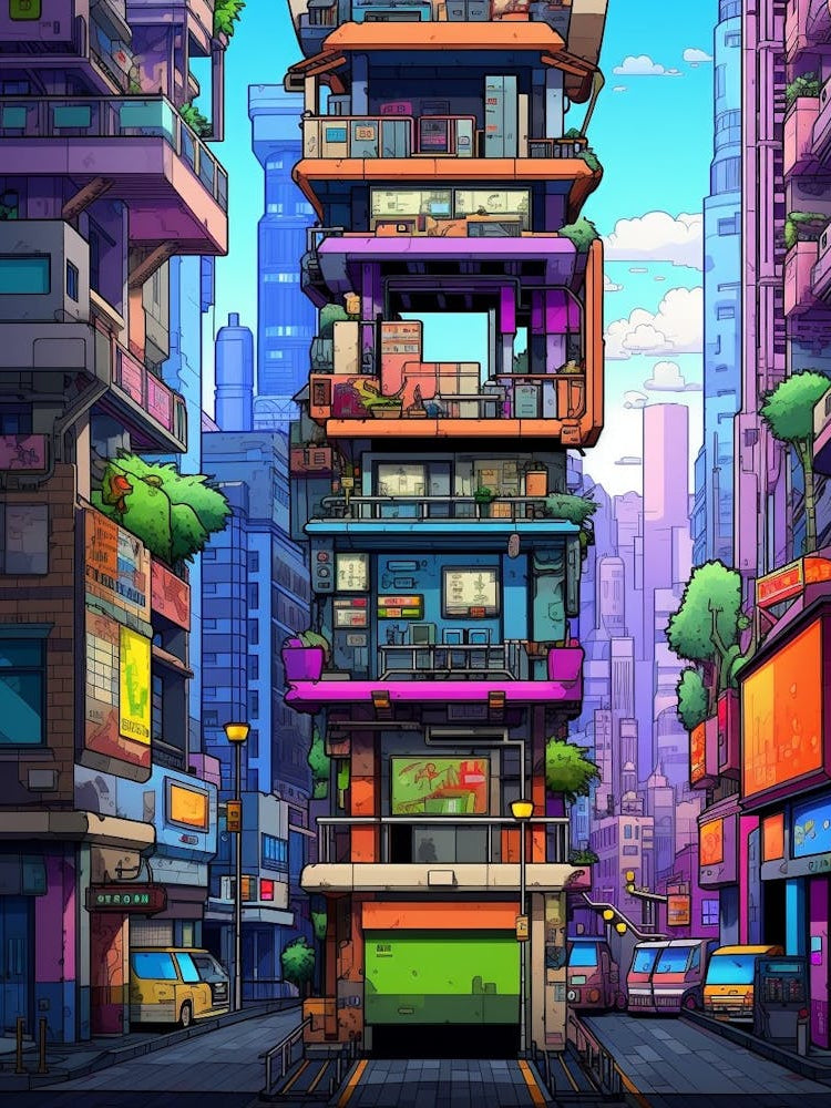 Brutalist Architecture Pixel Art 5