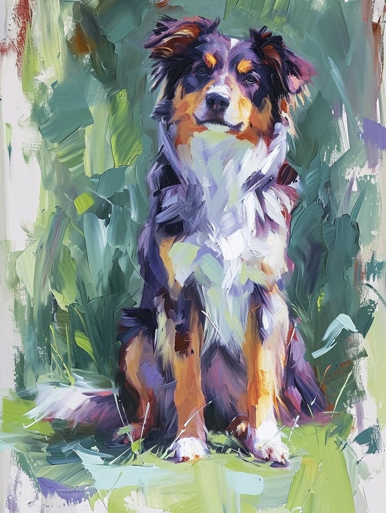 Australian Shepard Dog Acrylic Painting 2