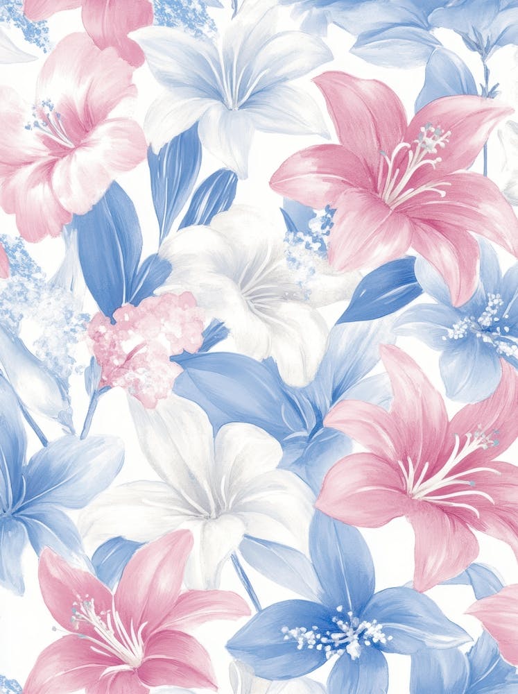 Pink And Blue Lilies