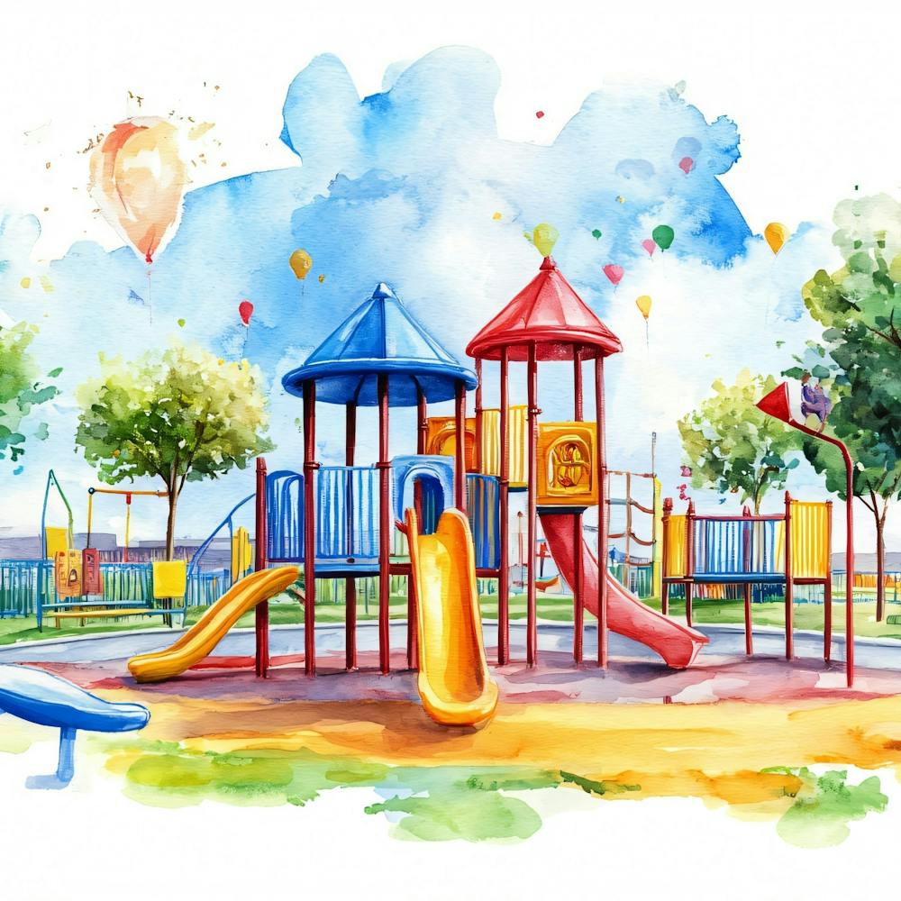 Watercolor Of A Playground 1