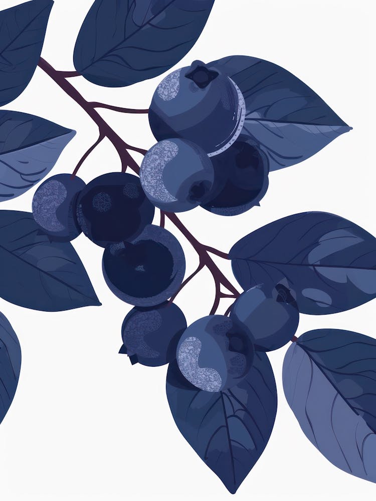 Blueberries Close Up Illustration 2