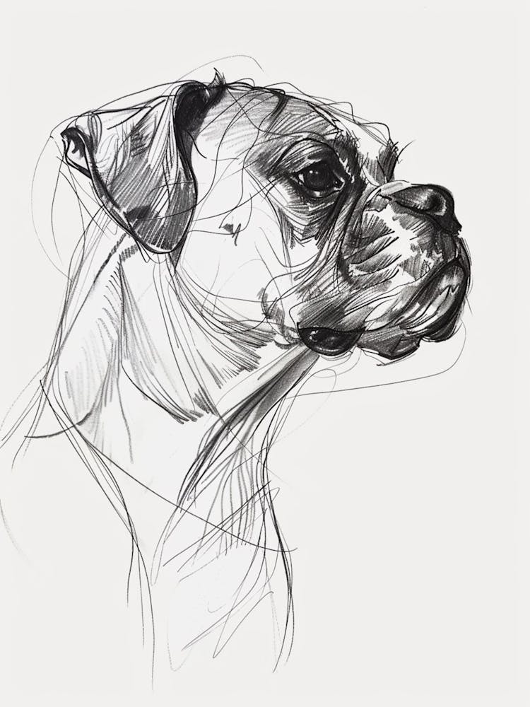 Dog Black & White Line Sketch 2