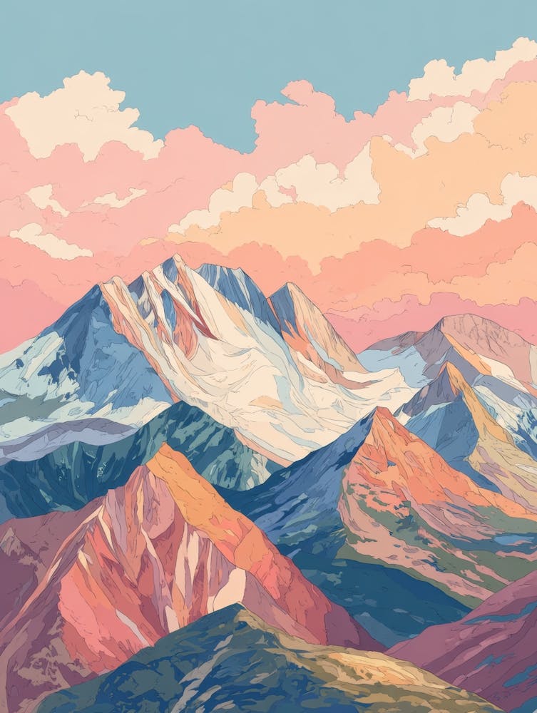 Mountain Range At Sunset