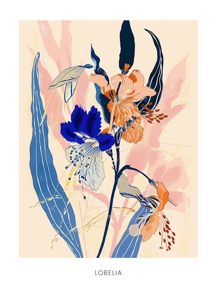 Colourful Flower Illustration Poster Lobelia 3