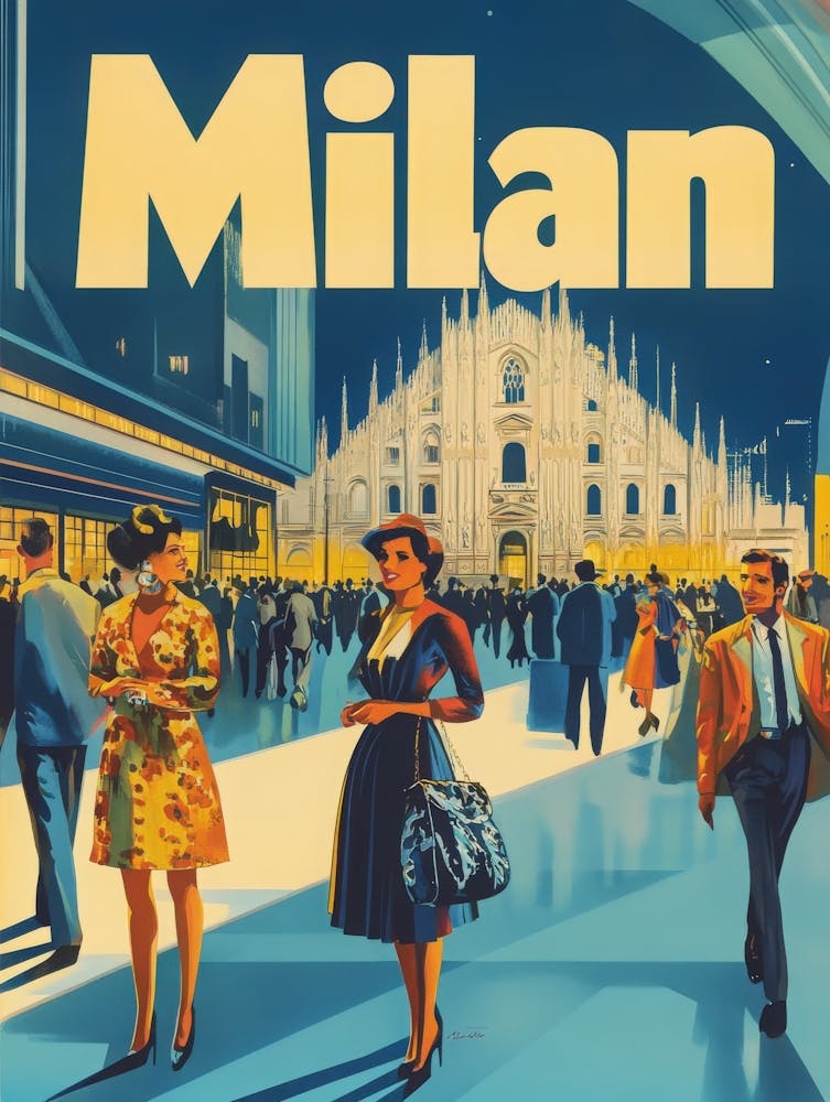 Aihrgdesign A 1970s Inspired Travel Poster For Milan 4