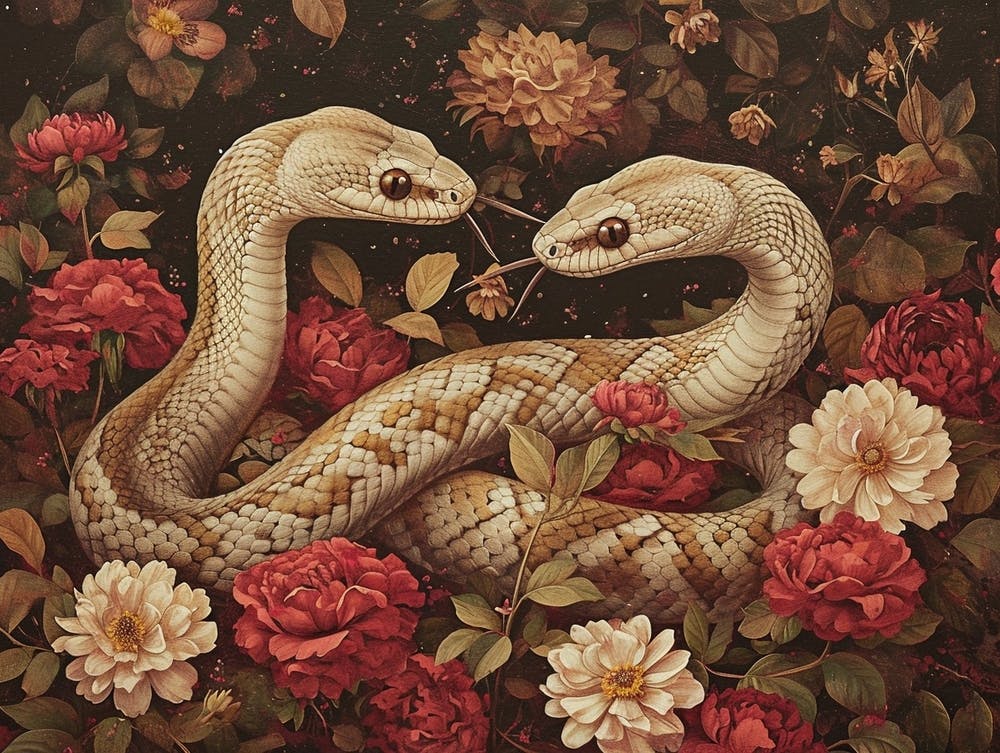 Florale Tierillustration Schlange 1