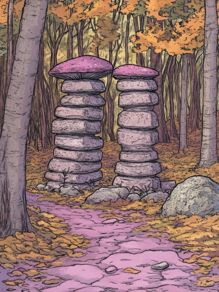Deux Piles de Champignons dans les Bois