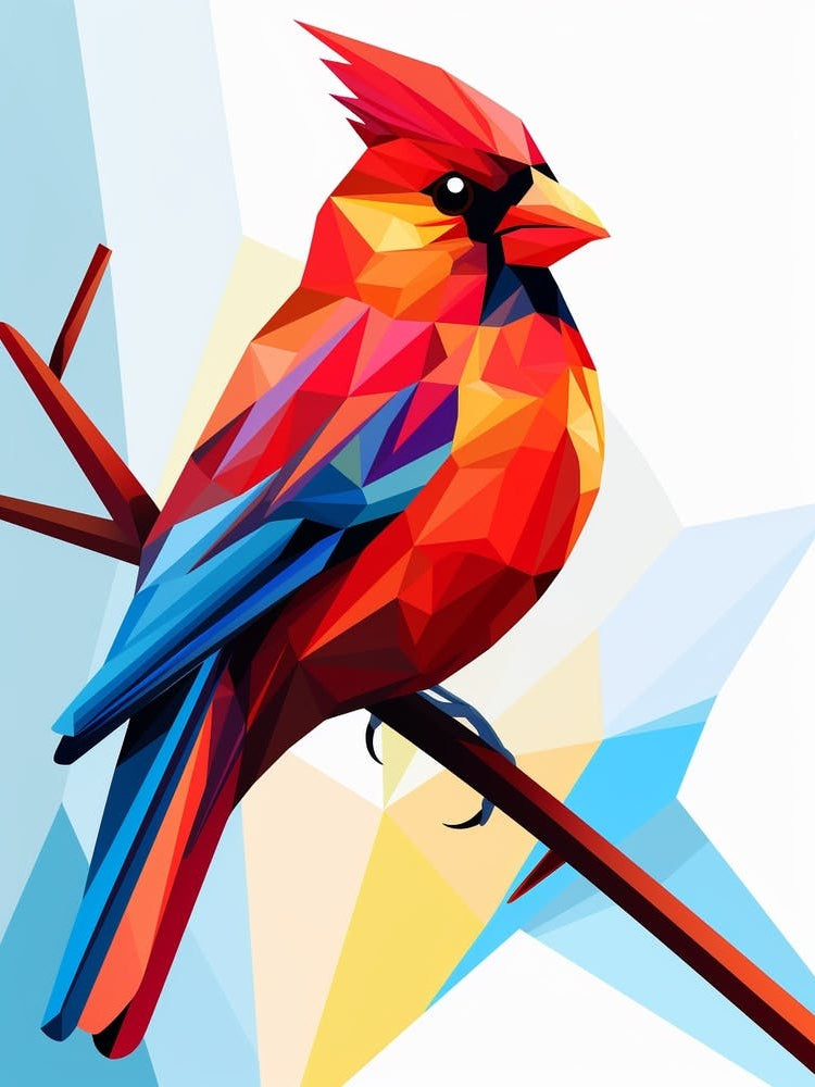Colourful Geometric Bird Cardinal 2
