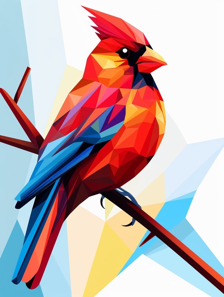 Colourful Geometric Bird Cardinal 2