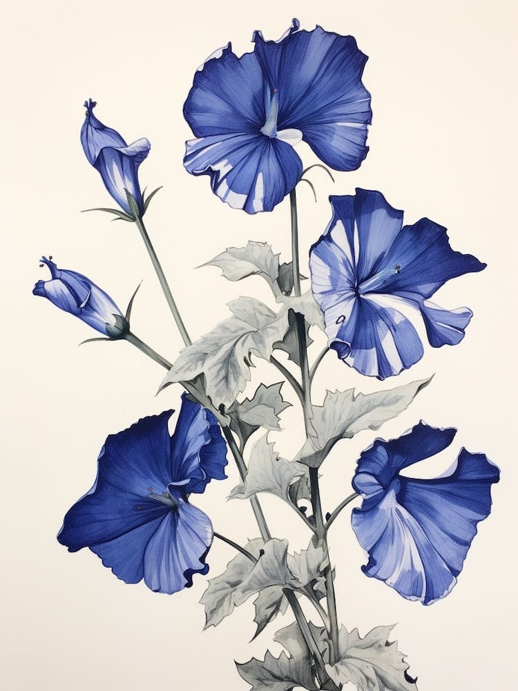 Blue Botanical Canterbury Bells 3