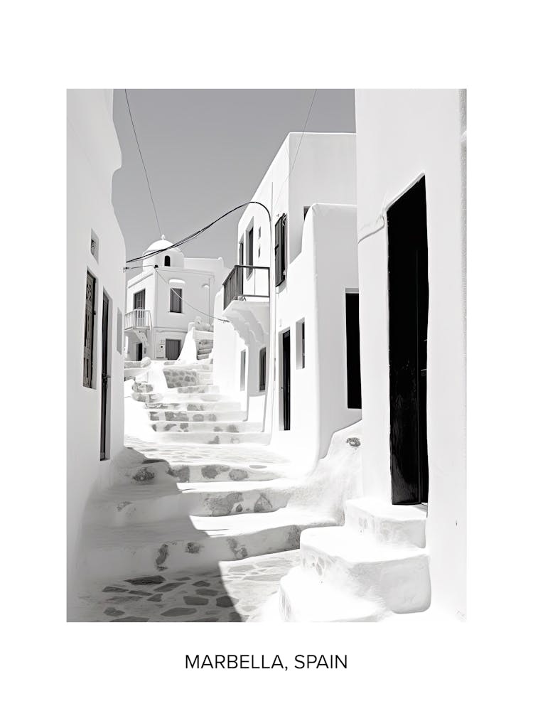Poster Of Mykonos, Greece, Photography In Black And White 1