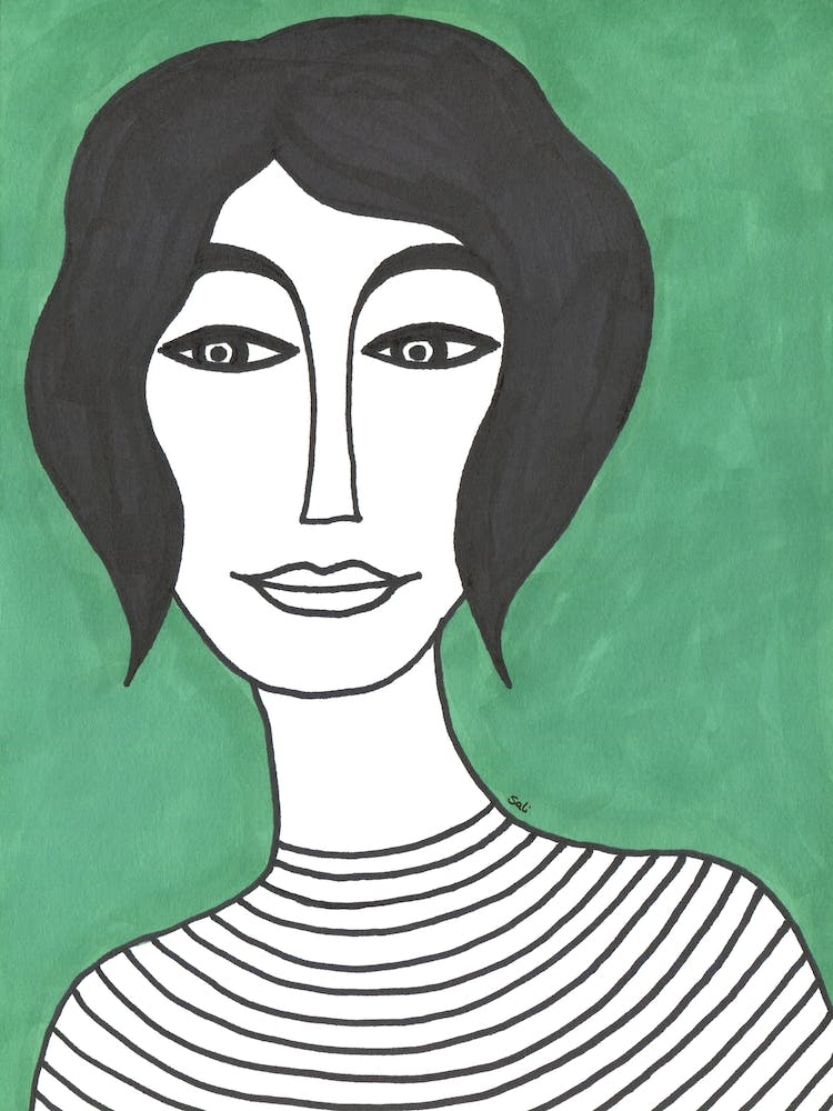 Woman on Green Background Illustration
