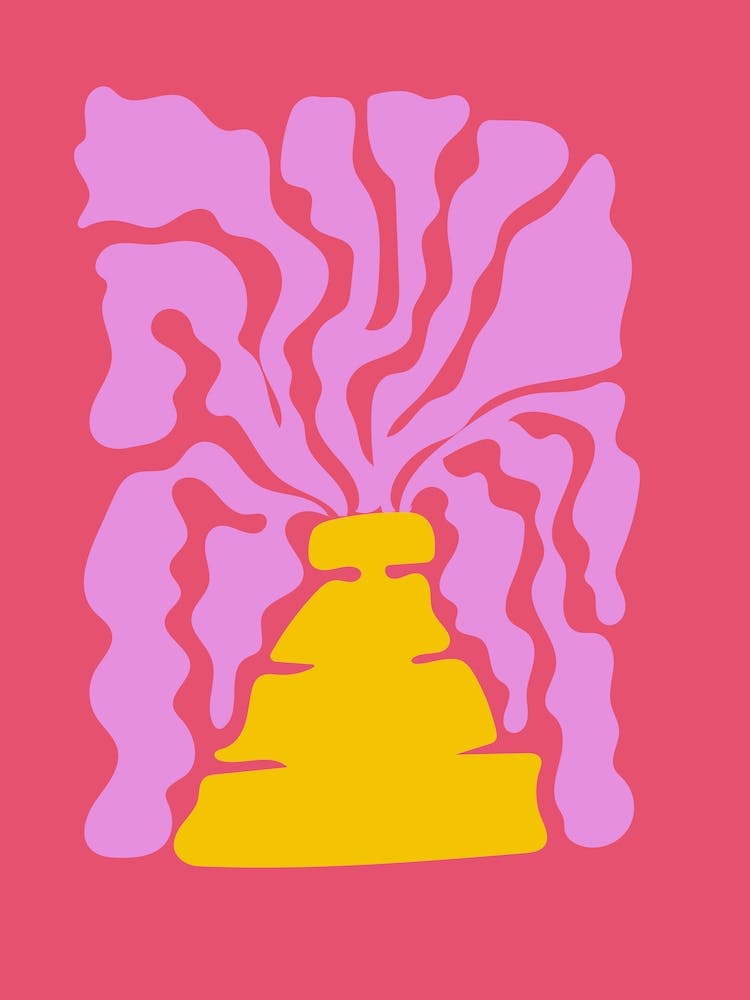 Hot pink Lilac Yellow Abstract plant