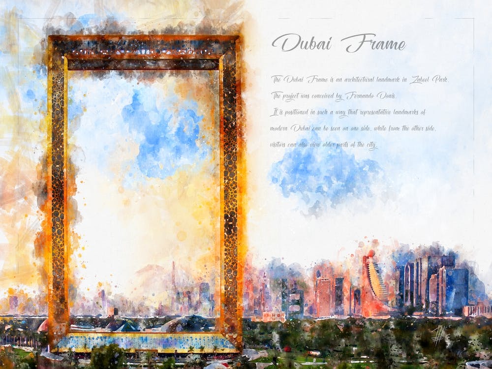 Dubai Frame, Watercolor