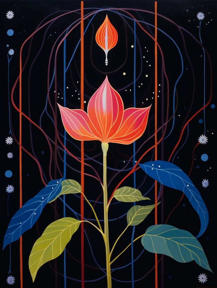 Gloriosa Lily 1 Hilma Af Klint Inspired Flower Illustration