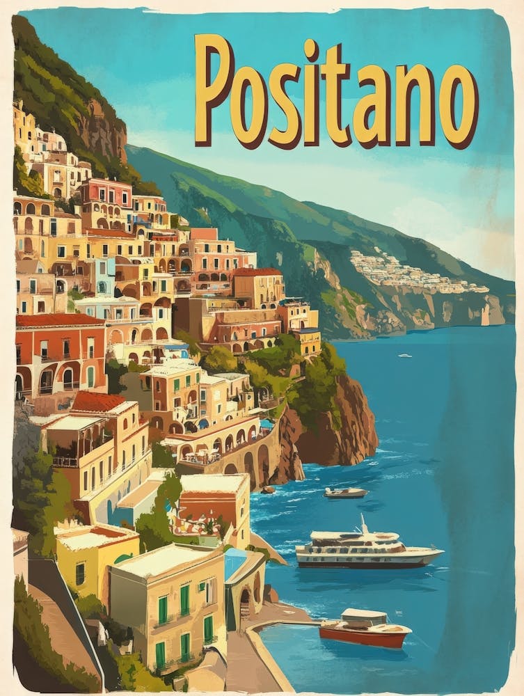Aihrgdesign A Vintage Travel Poster Of Positano 3