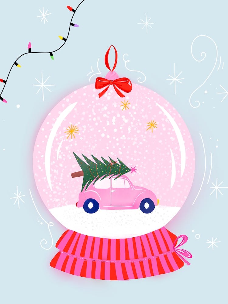 Pink Snowglobe - Barbie Car
