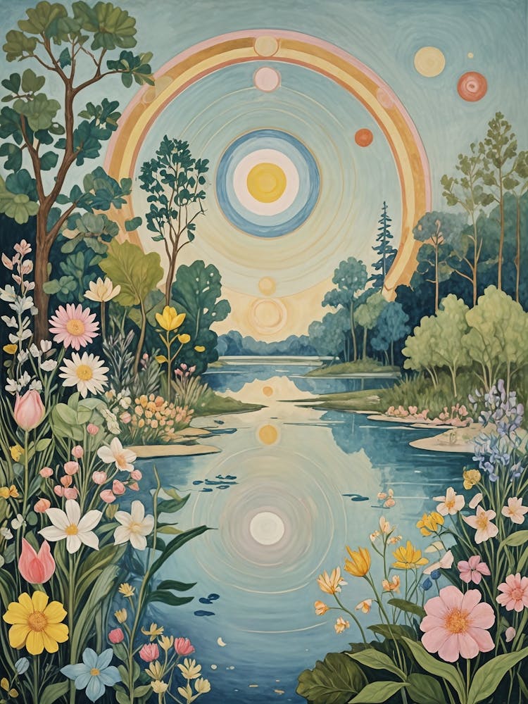 Whimsical Rainbow Over The Water