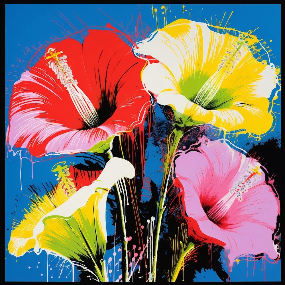 Andy Warhol Style Pop Art Flowers Moonflower 2 Square