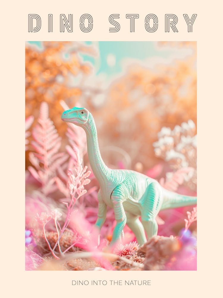 Pastel Toy Dinosaur In The Nature 2 Poster