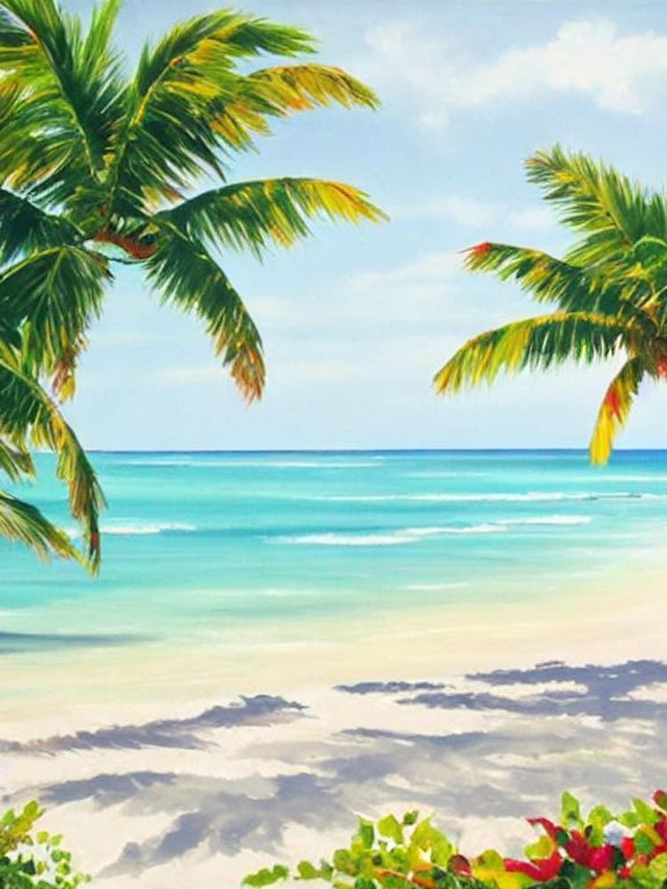 Long Bay Beach, Turks And Caicos Contemporary Illustration  