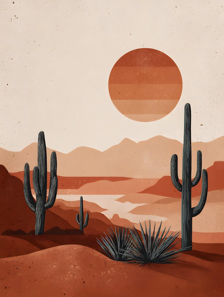 Desert Sunse Minimalist Desert Landscape 16