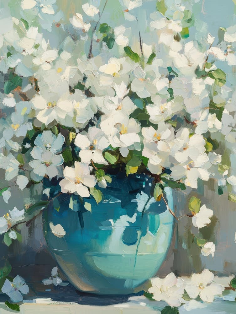 Dogwoods In A Blue Vase