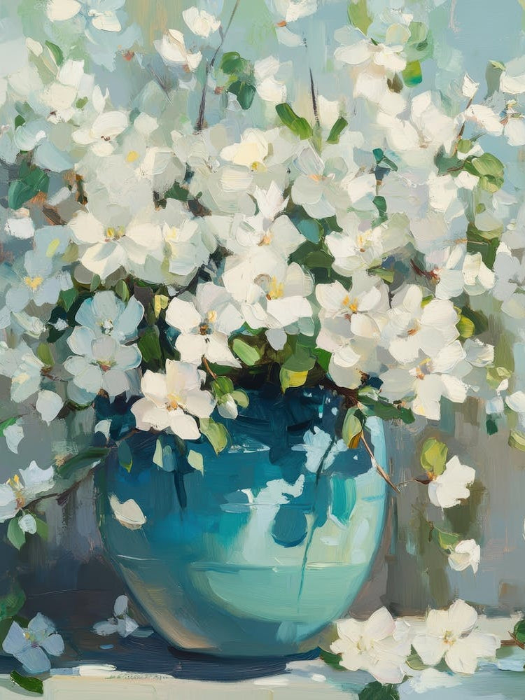 Dogwoods In A Blue Vase