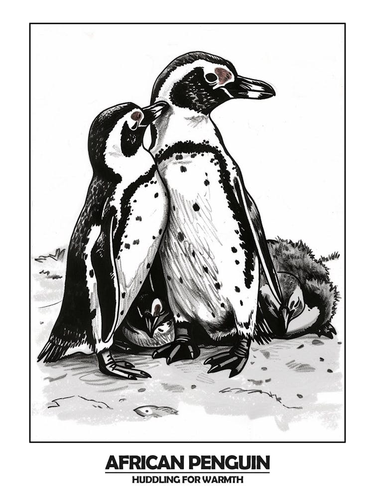 Pinguine, die sich zum Wärmen zusammenkuscheln, Poster 2