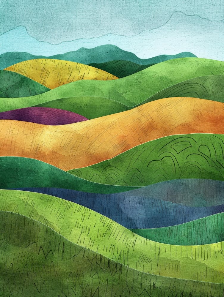 Watercolor - Green Hills