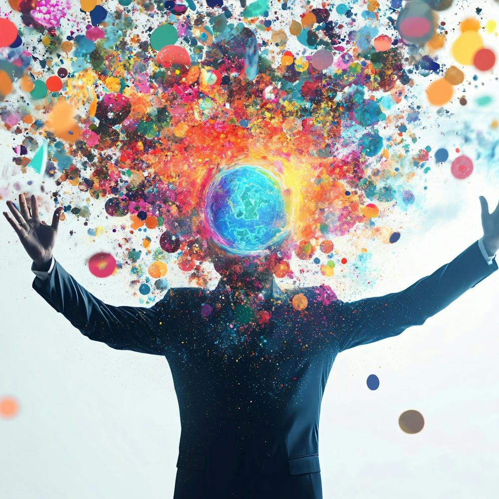 Man With A Colorful Head 1