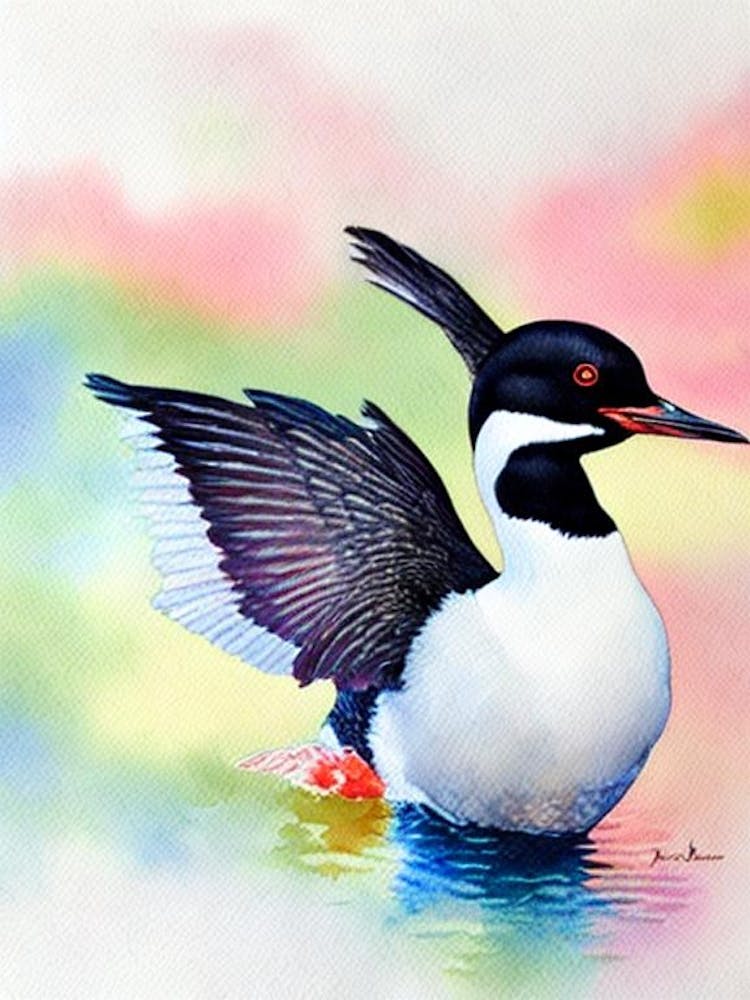 Common Loon Watercolour Bird