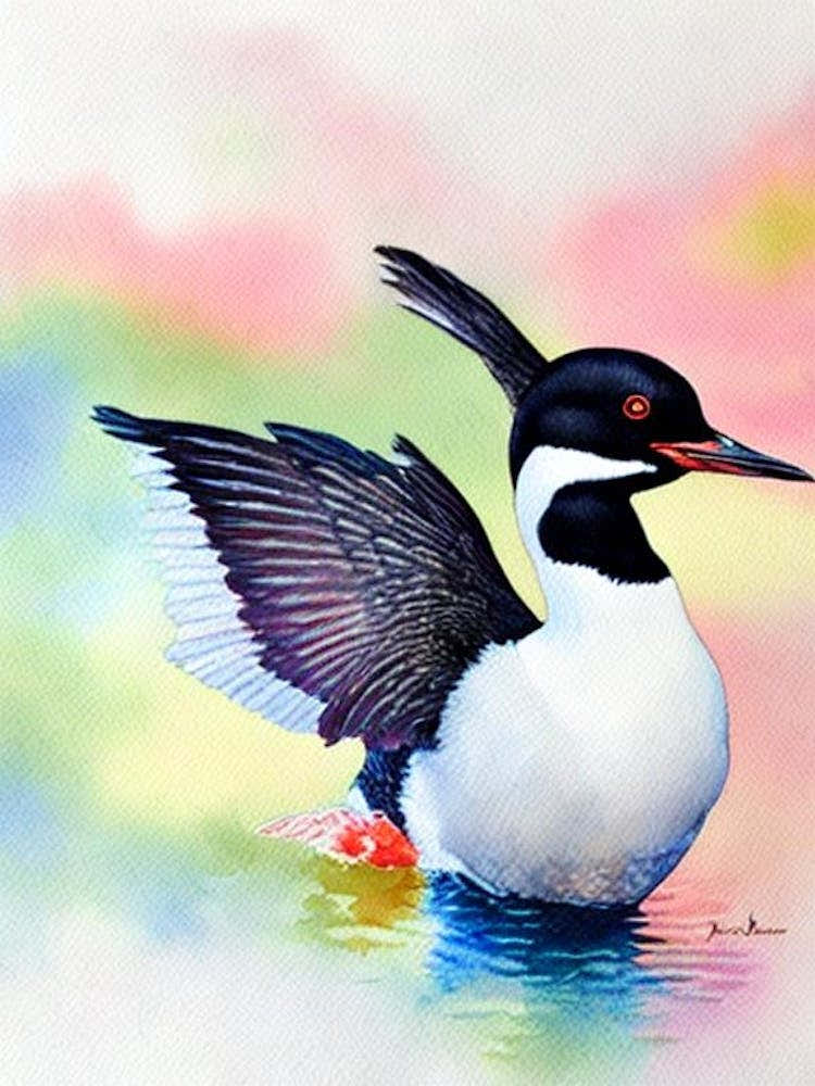 Common Loon Watercolour Bird
