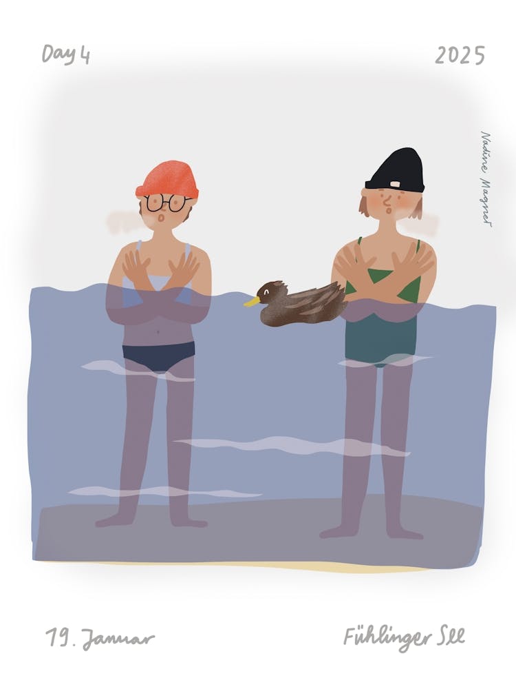 People Ice Swimming Print