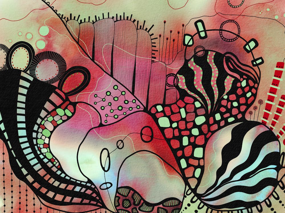 Watercolor with Ink Doodles