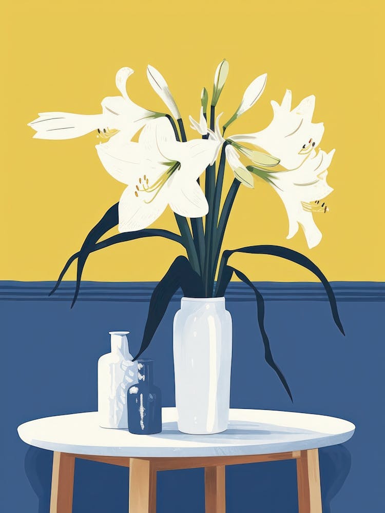 Amaryllis Flowers On A Table   Contemporary Illustration 2