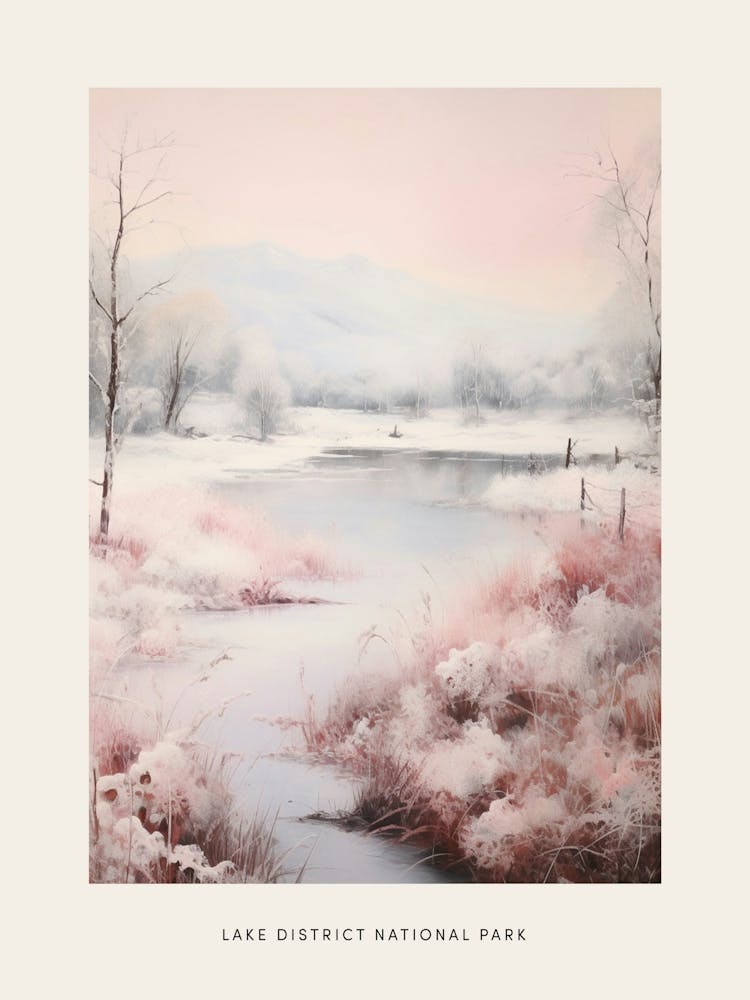Dreamy Winter National Park Poster  Lake District National Park United Kingdom 1