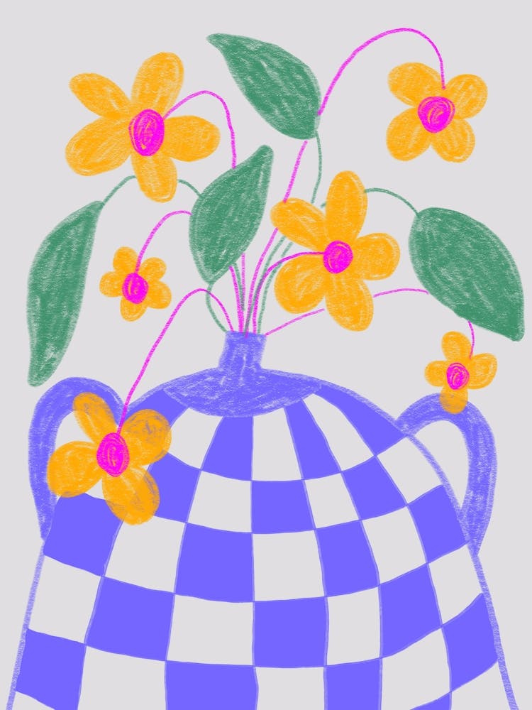 Checkered Vase with flowers