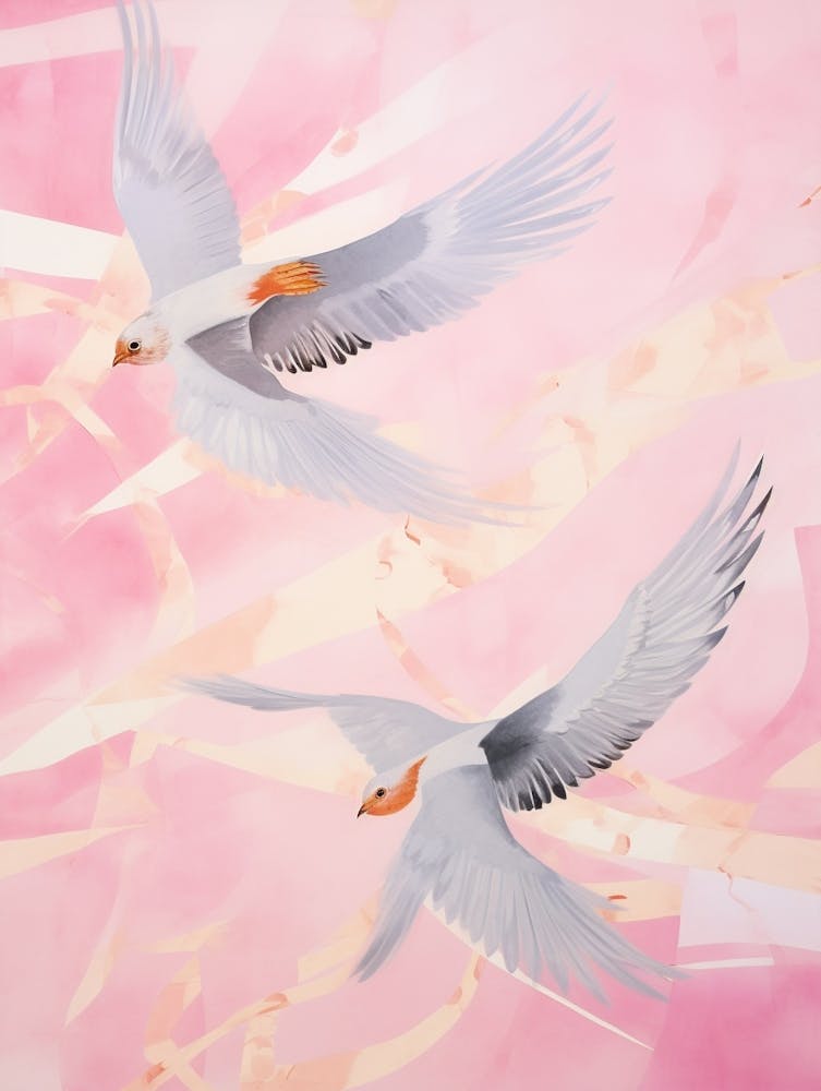 Pink Ethereal Bird Painting Chimney Swift 2